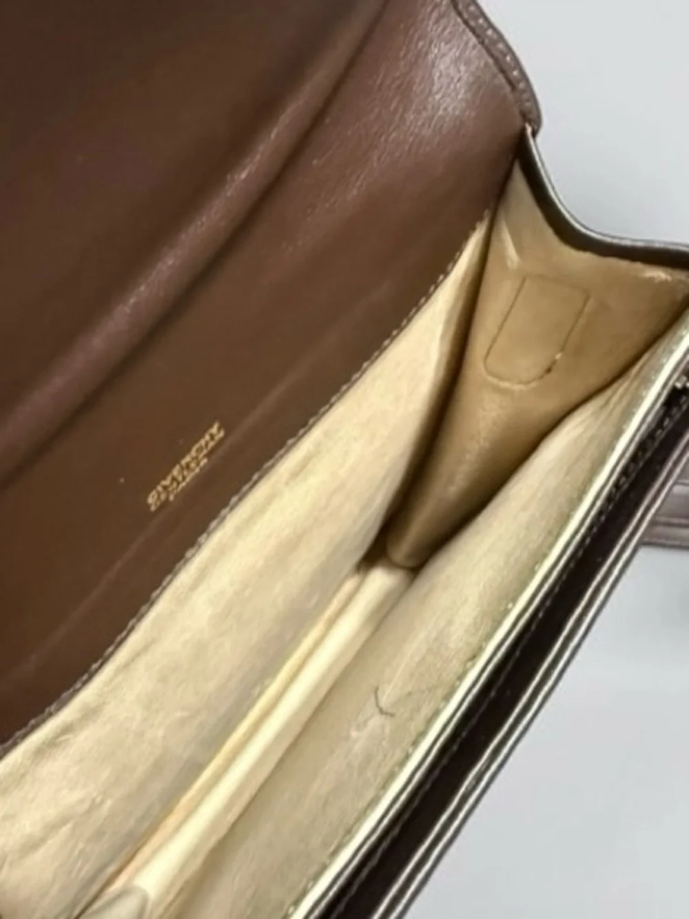 Givenchy Taupe Brown Leather Messenger Bag with Gold Hardware